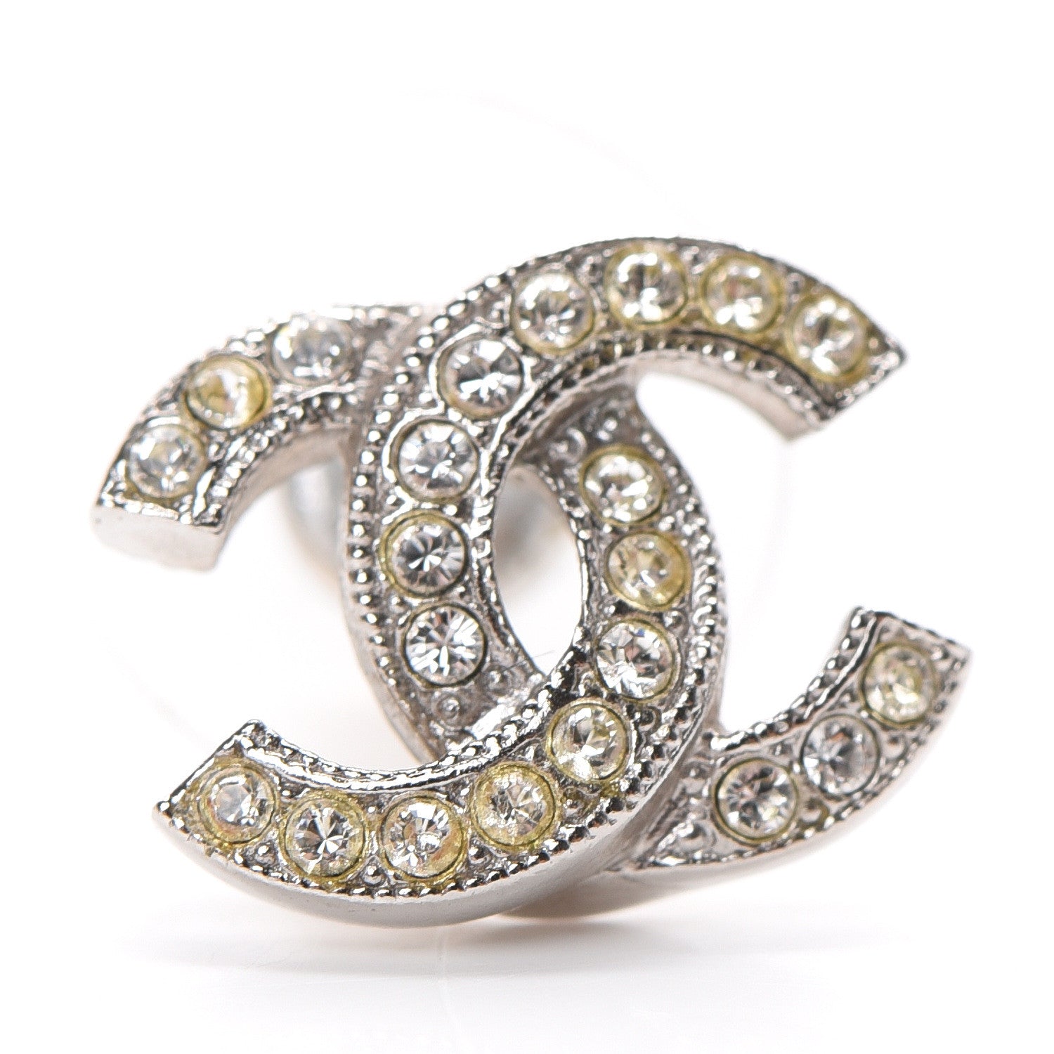 Chanel Crystal Mini CC Earrings Silver 5 of 5
