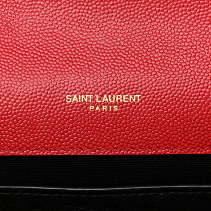 Saint Laurent Grain De Poudre Medium Monogram Kate Satchel Red 6 of 12