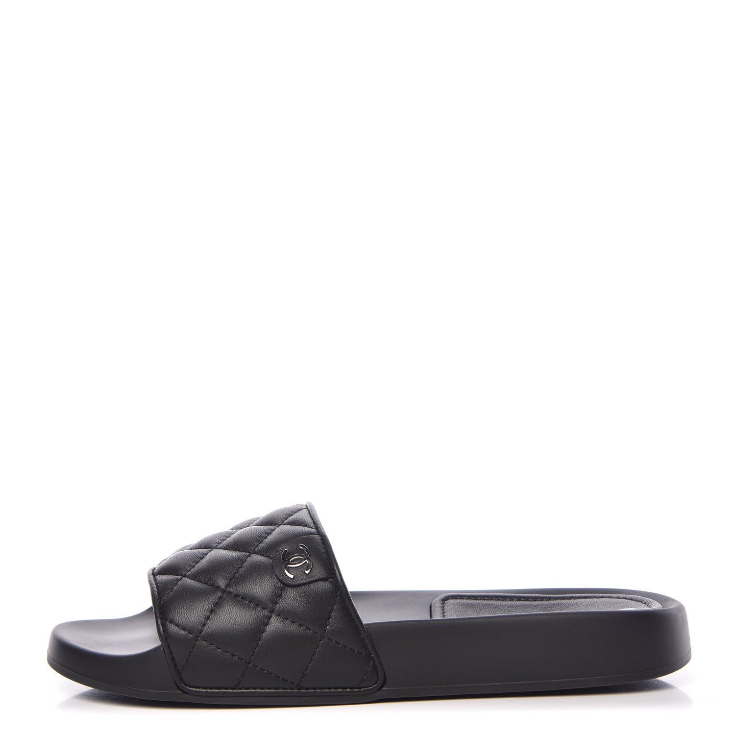 Chanel Lambskin Quilted CC Mules Sandals 37 Black 1 of 9