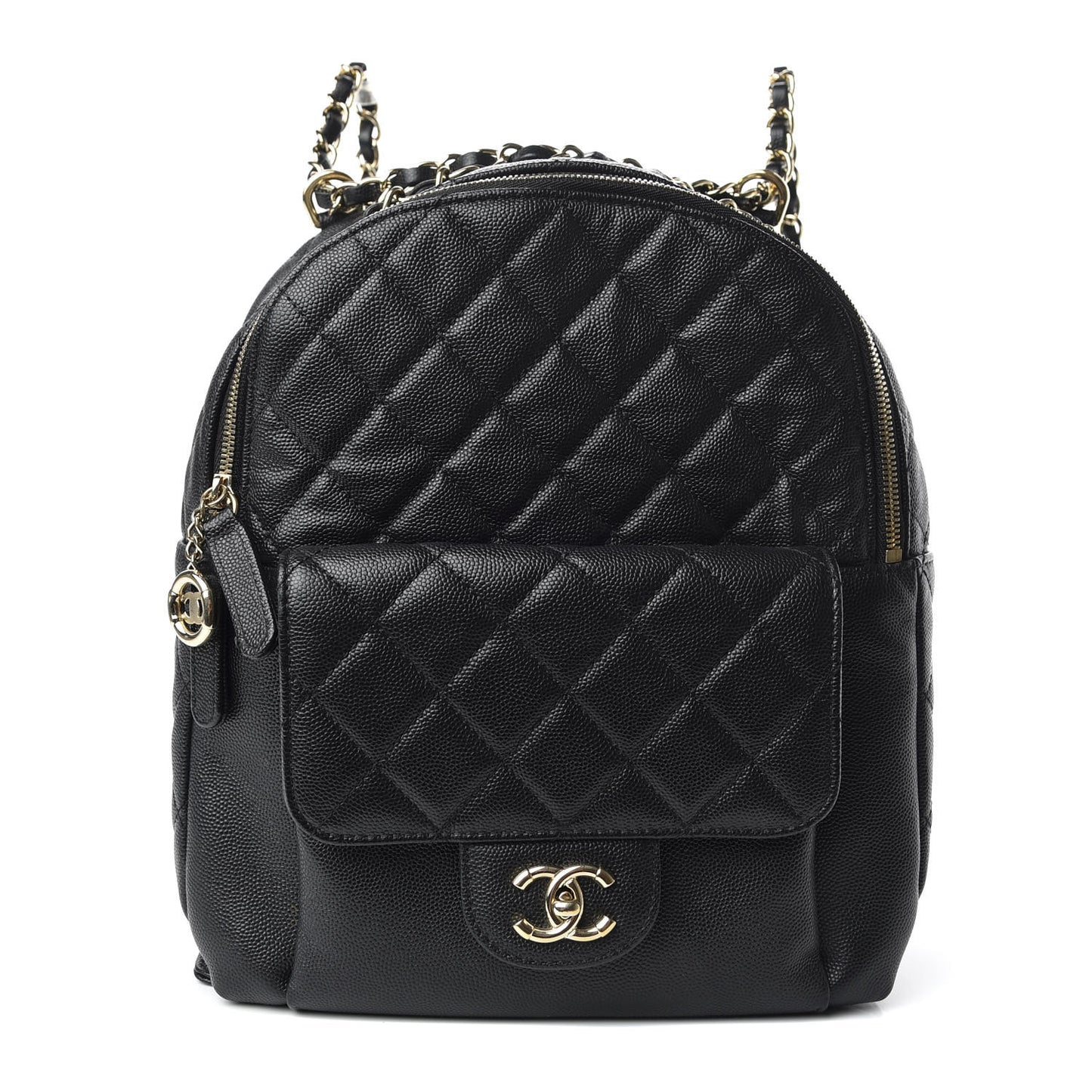 Caviar Quilted Medium Zip Around Backpack Black
