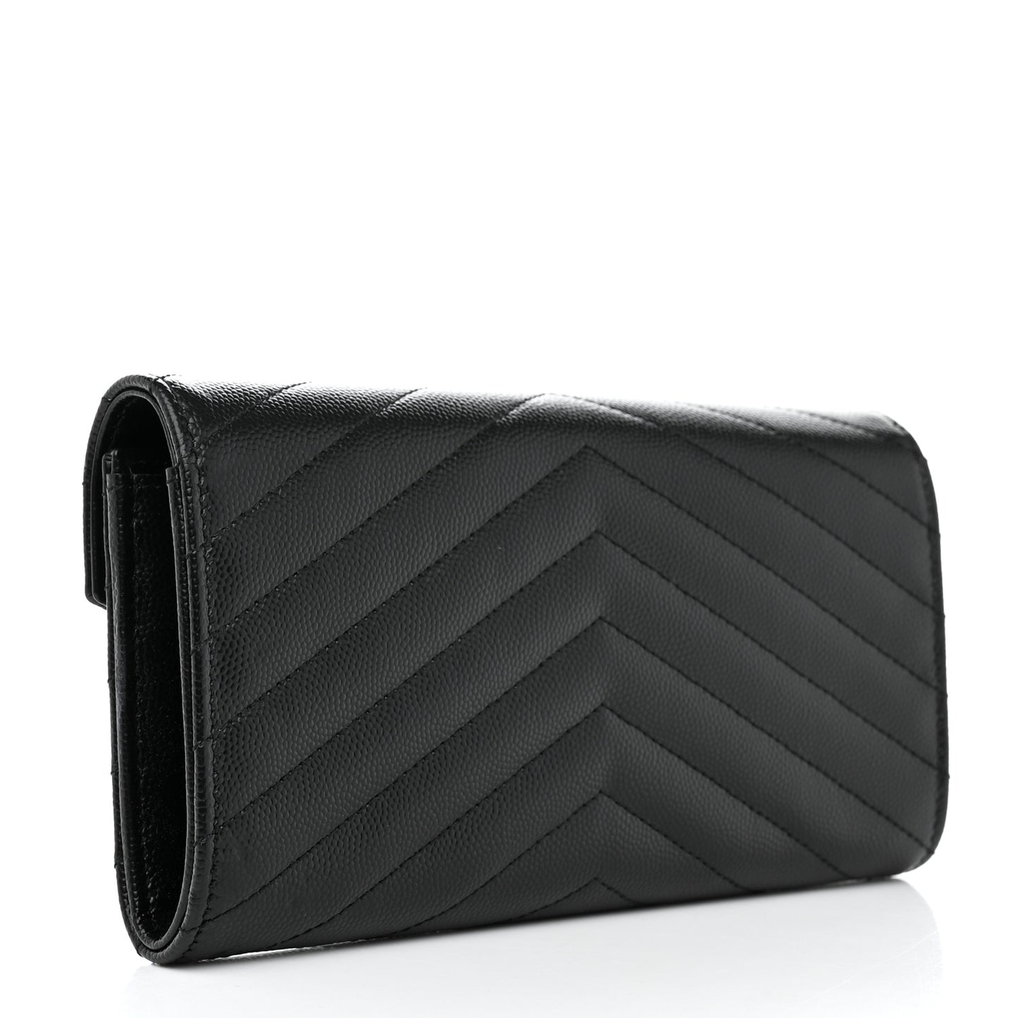 Grain De Poudre Matelasse Chevron Monogram Flap Wallet Black