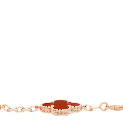 Van Cleef & Arpels 18K Rose Gold Carnelian 5 Motifs Guilloche Vintage Alhambra Bracelet 3 of 5