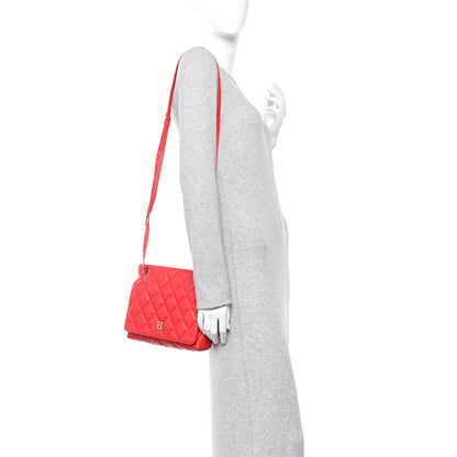 Balenciaga Nappa Calfskin Quilted Medium Touch B Shoulder Bag Bright Red 2 of 9