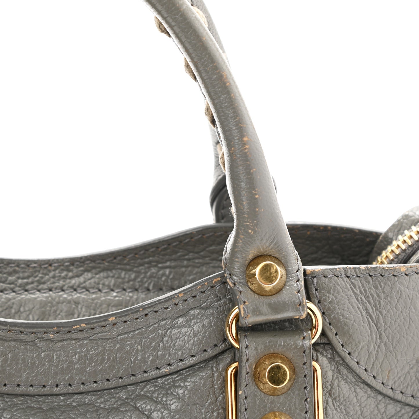 Chevre Gold Metallic Edge Hardware Mini City Gris Acier