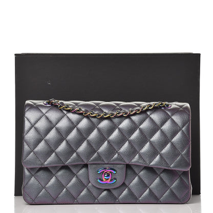 Chanel Iridescent Goatskin Quilted Medium Double Flap Purple 9 of 9