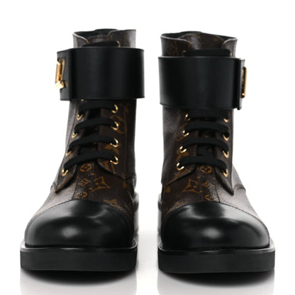 Louis Vuitton Calfskin Monogram Wonderland Flat Ranger Boots 40 Black 2 of 7