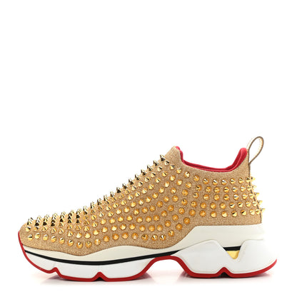 Christian Louboutin Neo Lame Spike Sock Donna Flat Sneakers 39.5 Gold 1 of 9