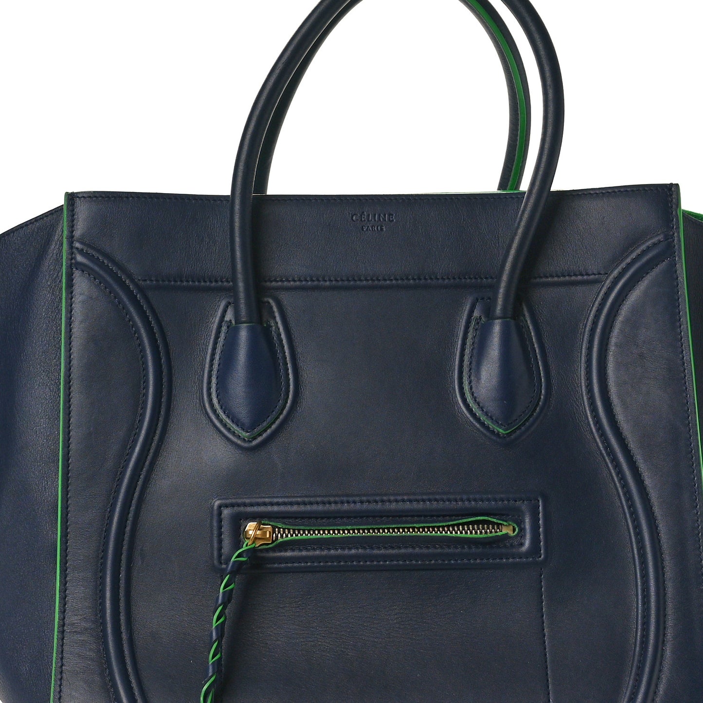 Smooth Calfskin Medium Phantom Luggage Navy Blue Green