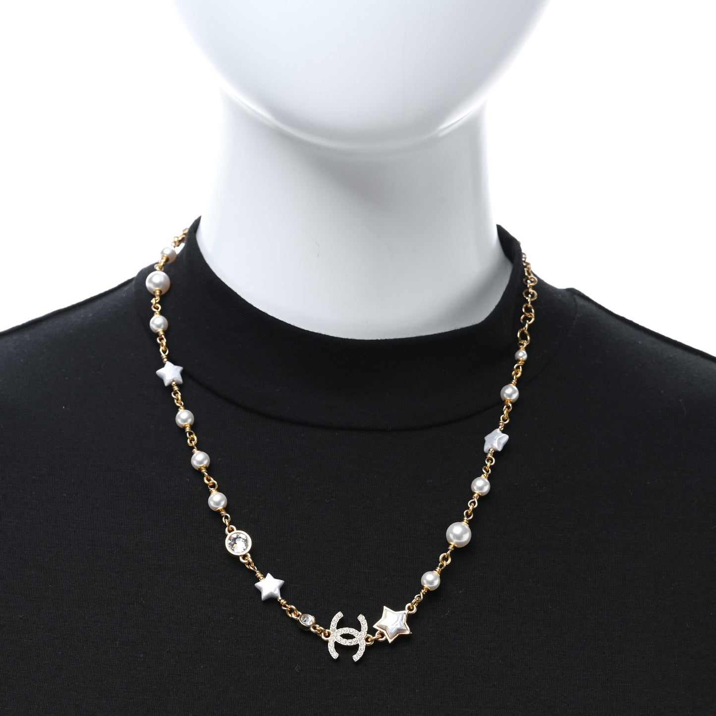 Metal Crystal Pearl CC Star Gold Pearly White