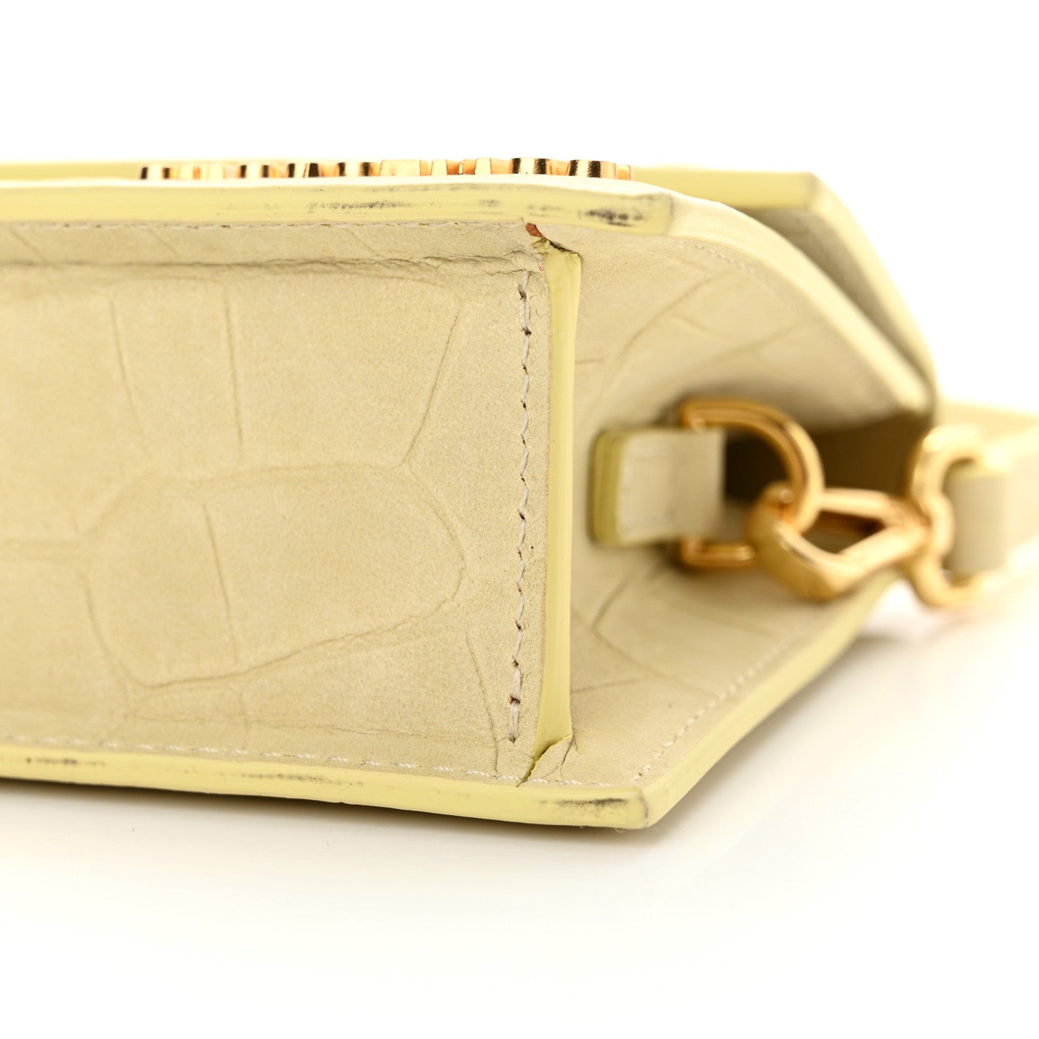 Jacquemus Nubuck Crocodile Embossed Le Chiquito Long Pale Yellow 9 of 12