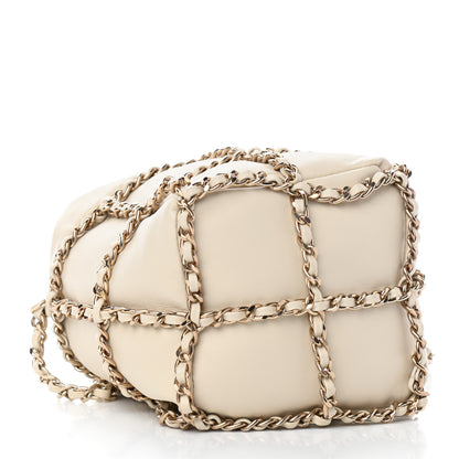 Chanel Lambskin Bucket Chain Drawstring Bag Beige 4 of 9