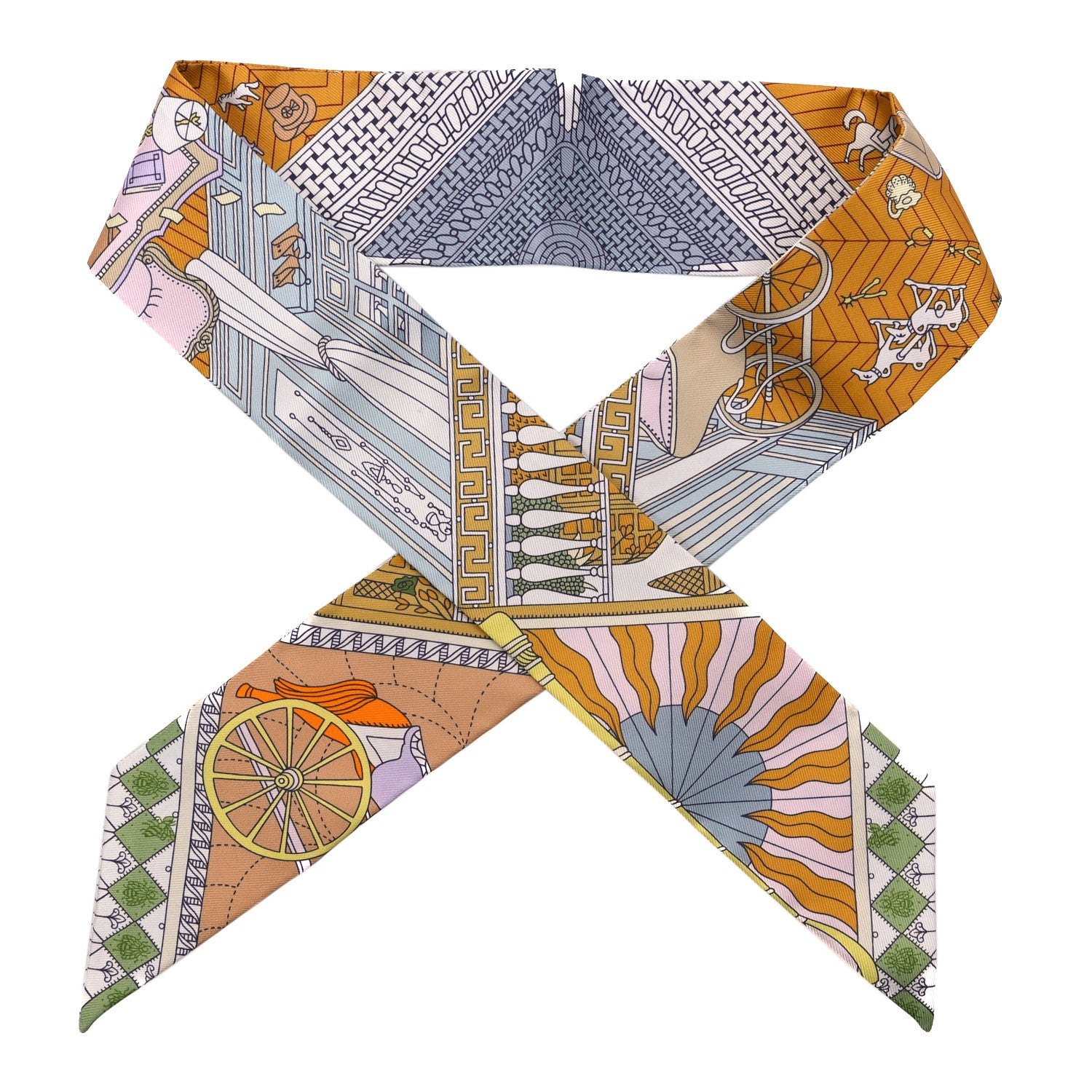 Hermes Silk Objets De Curiosite Twilly Gris Bluete Miel 1 of 4