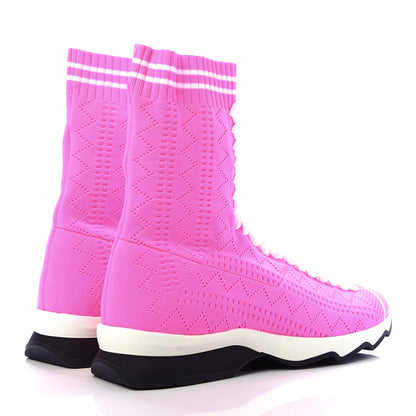 Fendi Stretch Knit Womens Sock Sneakers 38.5 Fluorescent Pink White 4 of 7