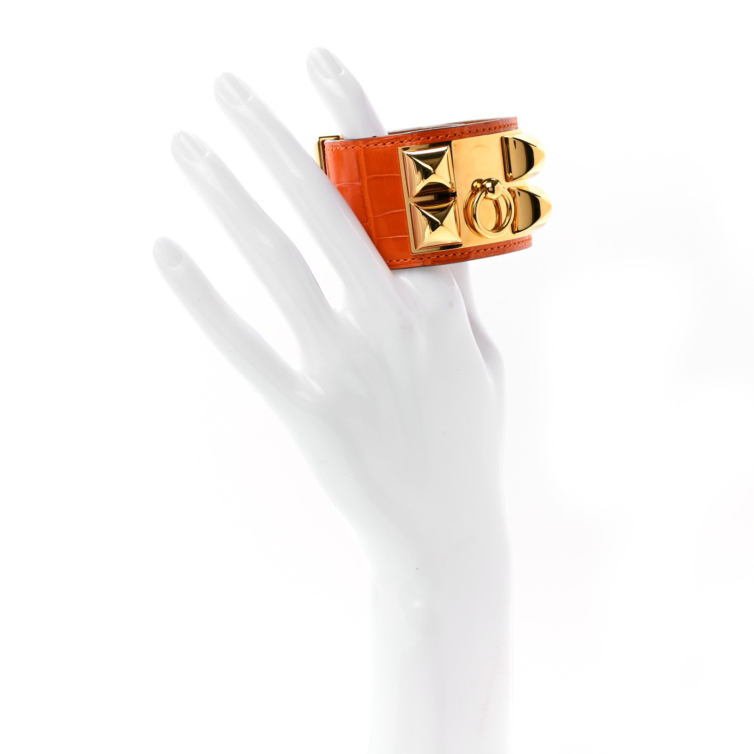 Hermes Matte Alligator Collier De Chien CDC Bracelet S Orange 2 of 7
