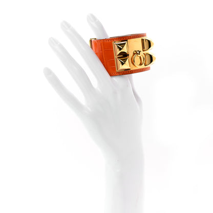 Hermes Matte Alligator Collier De Chien CDC Bracelet S Orange 2 of 7