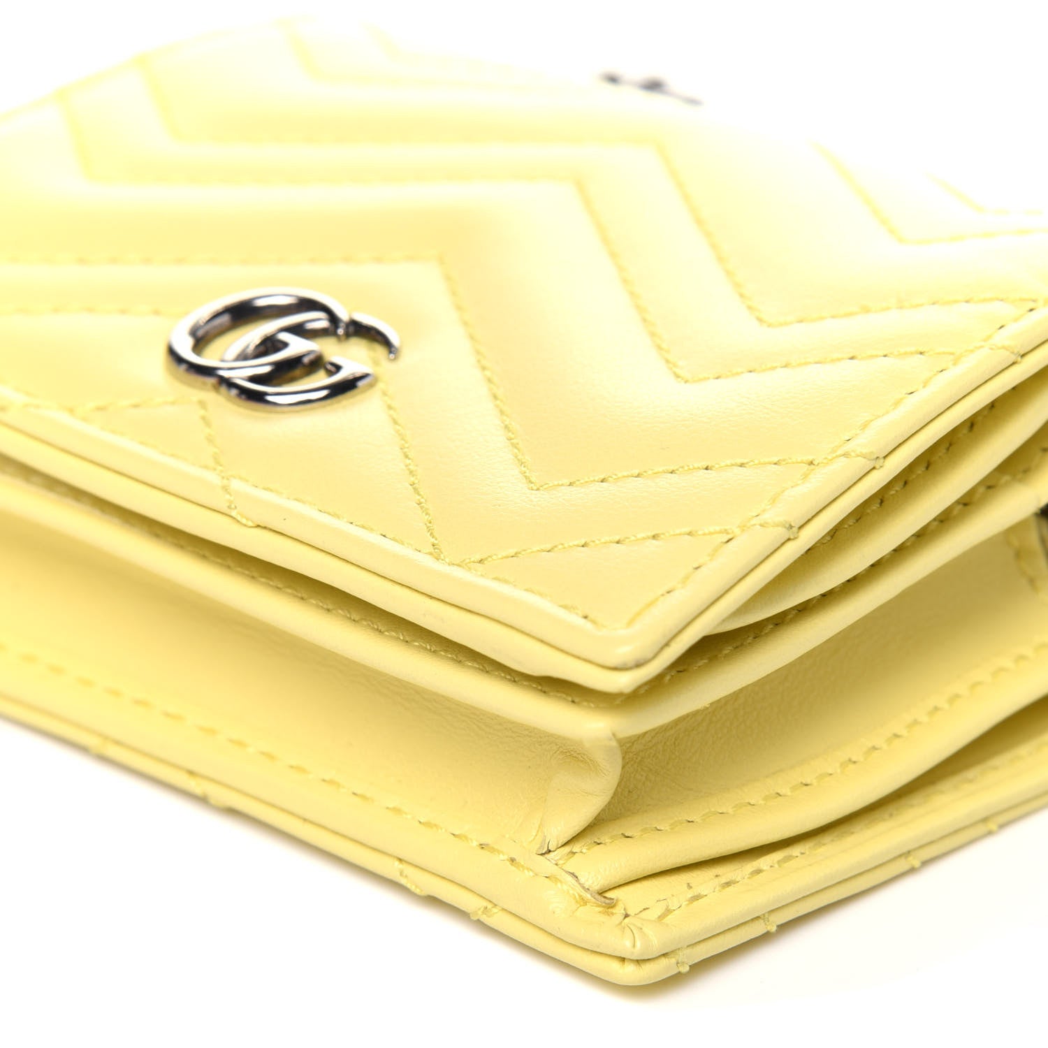 Gucci Calfskin Matelasse GG Marmont Mini Wallet On Chain Banana 8 of 10