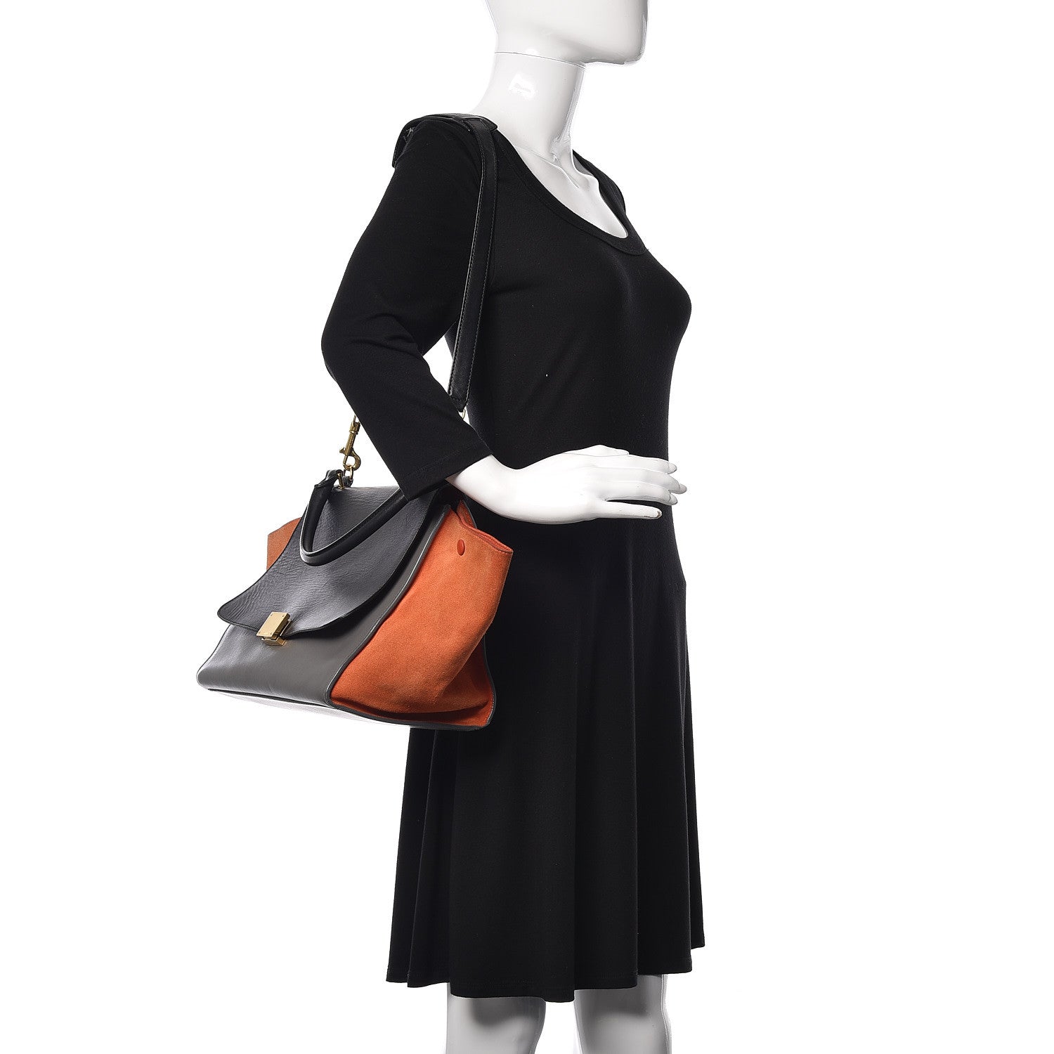 Celine Smooth Calfskin Suede Medium Tri-Color Trapeze Flamingo 2 of 24