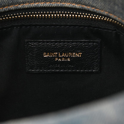 Saint Laurent Denim Quilted Small Loulou Puffer Monogram Chain Satchel Blue Cinnamon 6 of 10