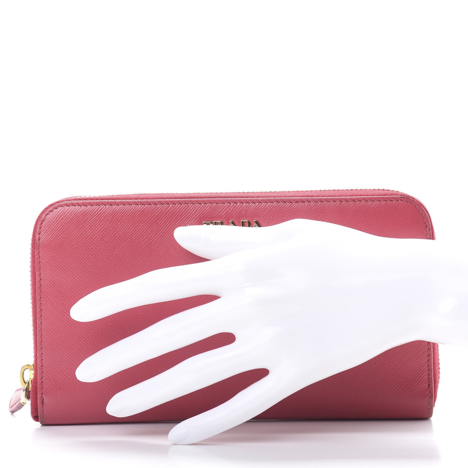 Prada Saffiano Zip Around Wallet Peonia 2 of 12