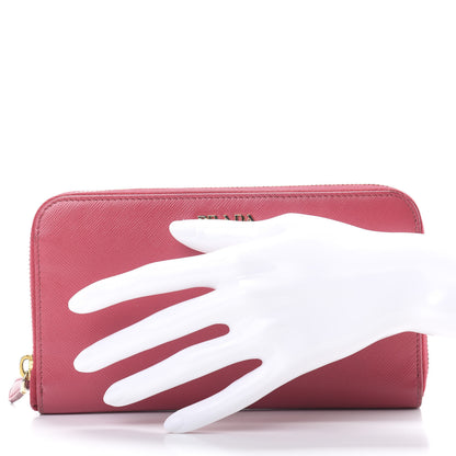 Prada Saffiano Zip Around Wallet Peonia 2 of 12