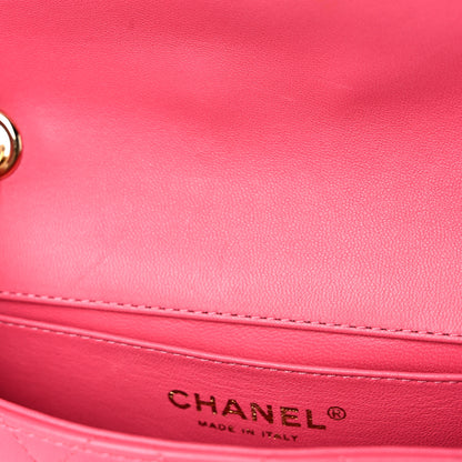 Chanel Lambskin Quilted Extra Mini V For Victory Flap Pink 14 of 18