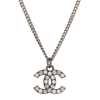 Chanel Crystal Timeless CC Necklace Silver 4 of 5