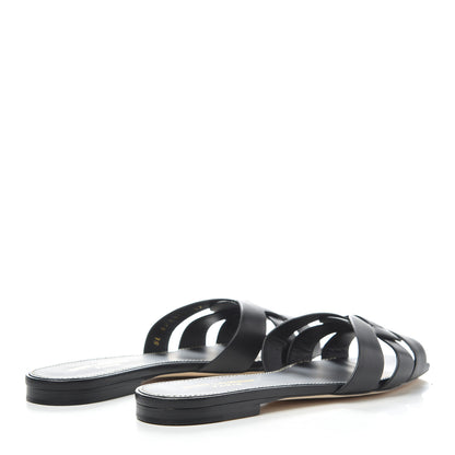 Saint Laurent Calfskin Tribute 05 Slide Sandals 37 Black 4 of 13