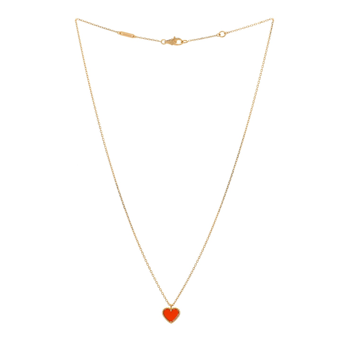 18K Rose Gold Carnelian Sweet Alhambra Heart Pendant Necklace