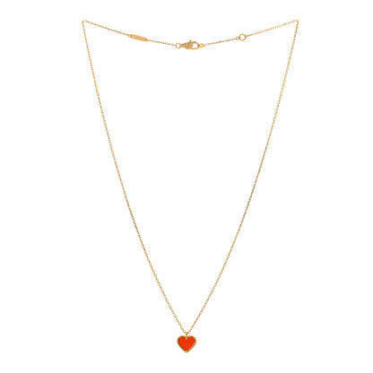 Van Cleef & Arpels 18K Rose Gold Carnelian Sweet Alhambra Heart Pendant Necklace 2 of 3