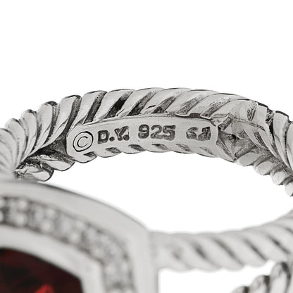 David Yurman Sterling Silver Diamond Garnet 7mm Petite Albion Ring 50 5.5 5 of 5