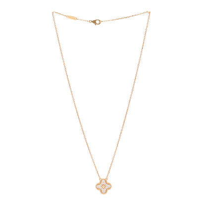 Van Cleef & Arpels 18K Yellow Gold Diamond Vintage Alhambra Pendant Necklace 3 of 6