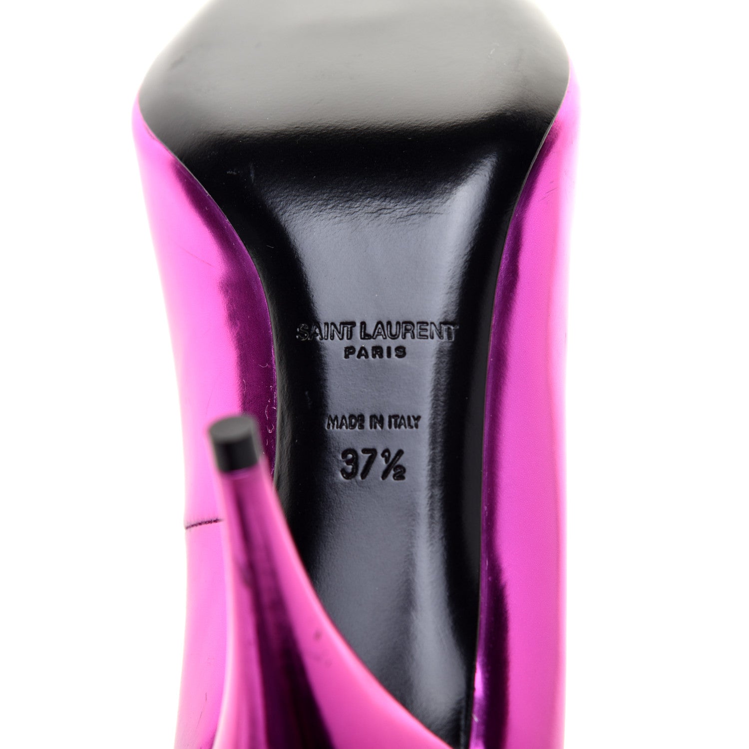 Saint Laurent Metallic Calfskin Kiki 85 Pumps 37.5 Fuchsia 6 of 8