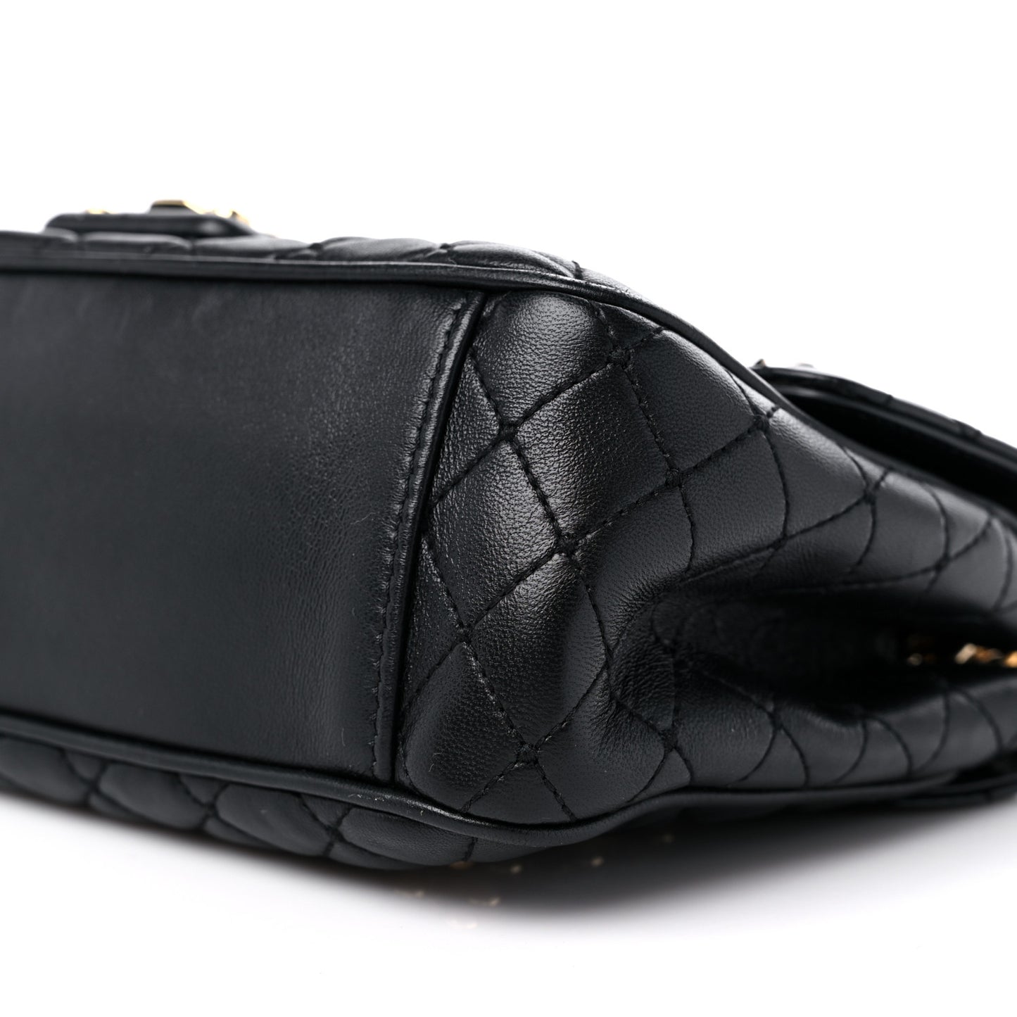 Lambskin Watersnake Embellished Lucia Shoulder Bag Black