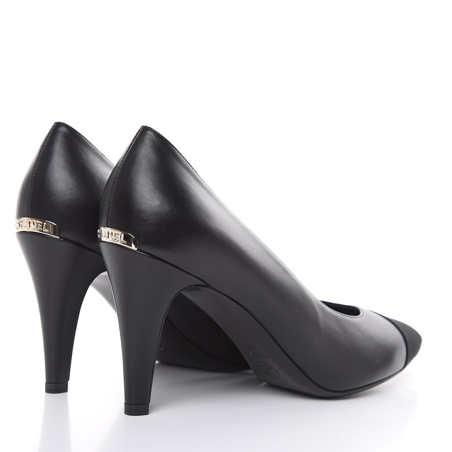 Chanel Lambskin Grosgrain Cap Toe Pumps 40 Black 4 of 9