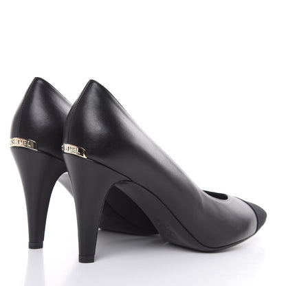 Chanel Lambskin Grosgrain Cap Toe Pumps 40 Black 4 of 9