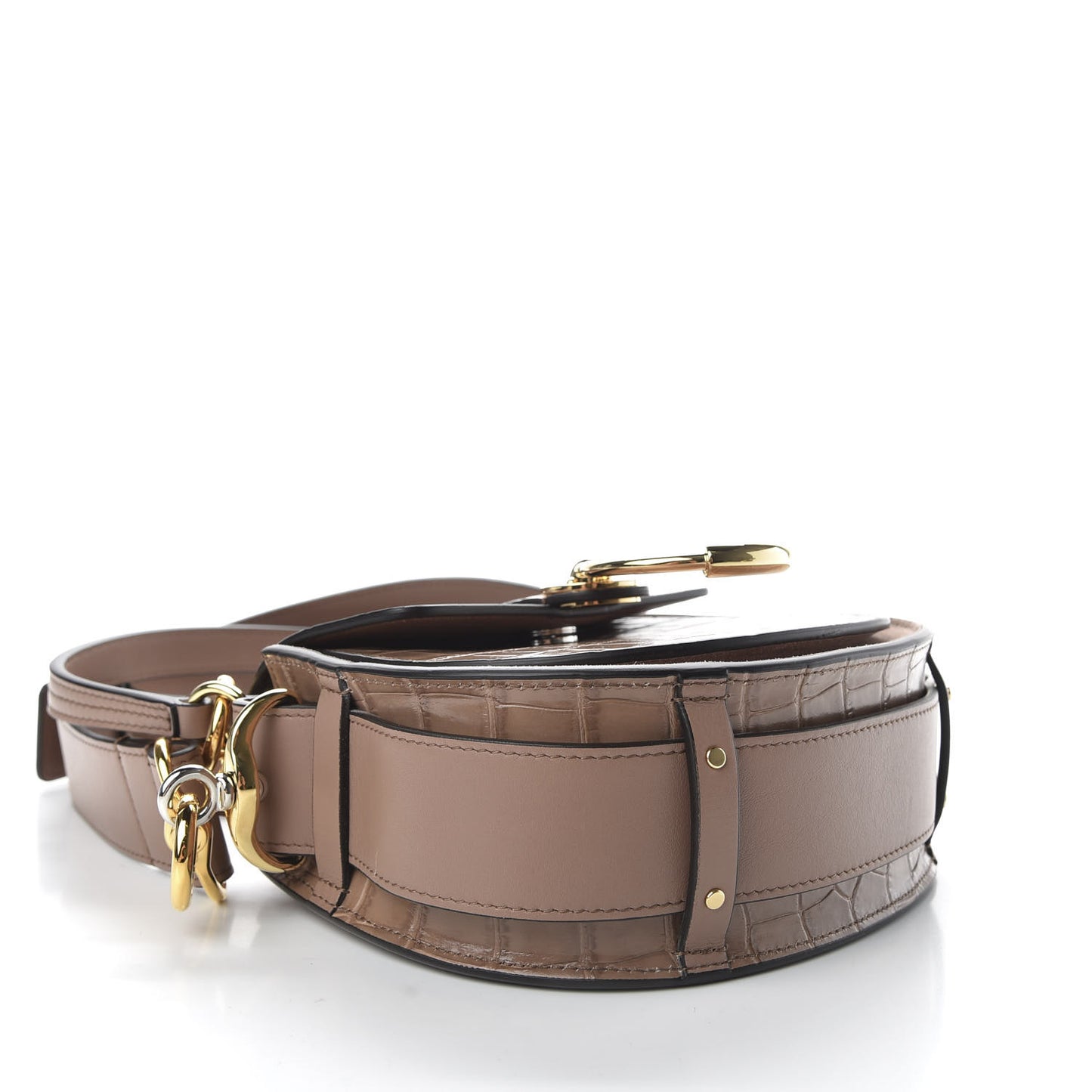 Calfskin Crocodile Embossed Small Tess Bag Woodrose