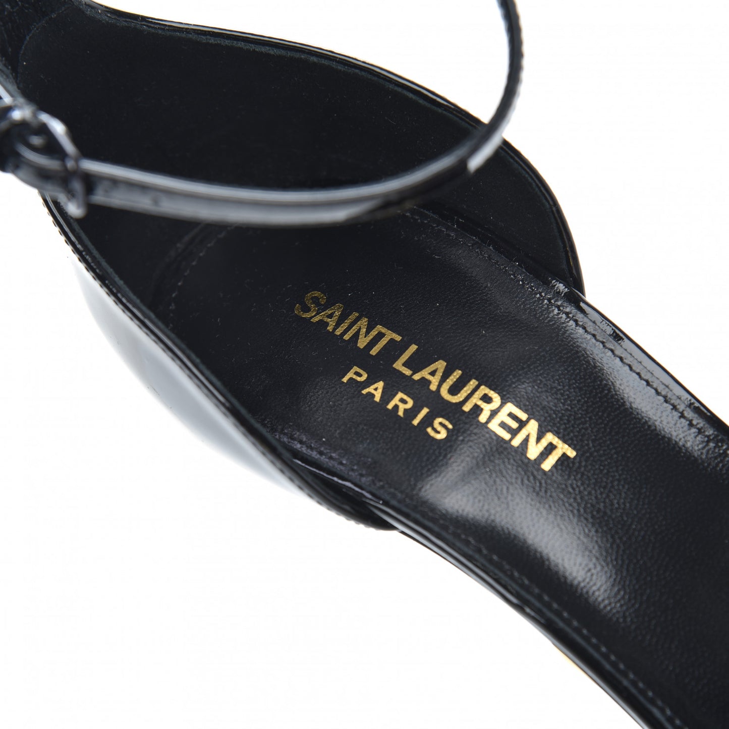 Patent Calfskin Opyum 110 Sandals 38 Black Gold