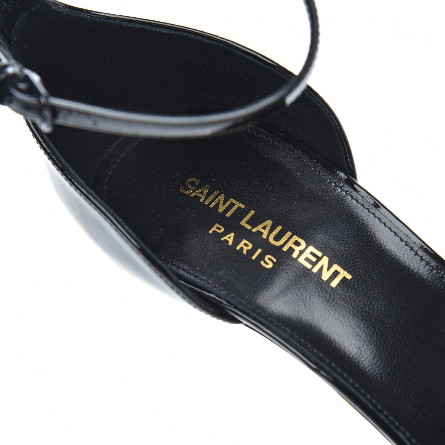 Saint Laurent Patent Calfskin Opyum 110 Sandals 38 Black Gold 6 of 8