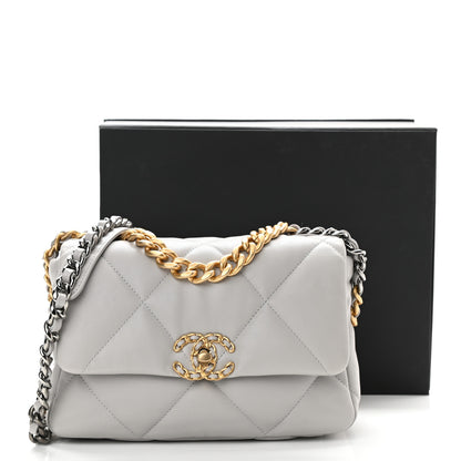 Chanel Lambskin Quilted Medium Chanel 19 Flap Grey 9 of 9
