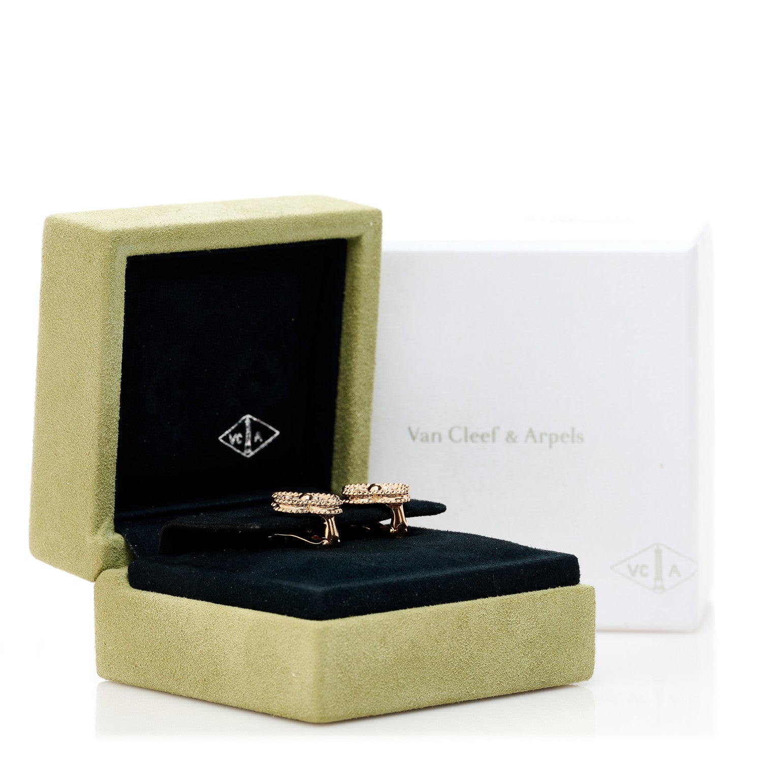 Van Cleef & Arpels 18K Rose Gold Vintage Alhambra Earrings 6 of 6