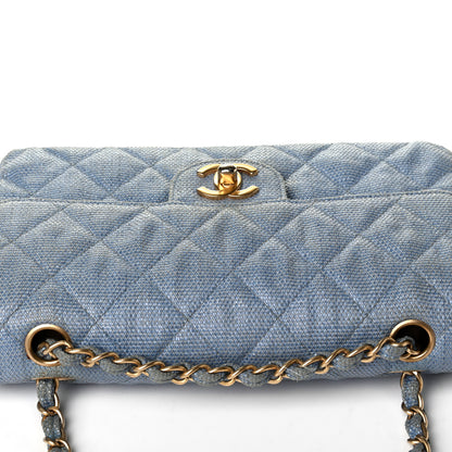 Chanel Tweed Quilted Small Double Flap Blue 8 of 8