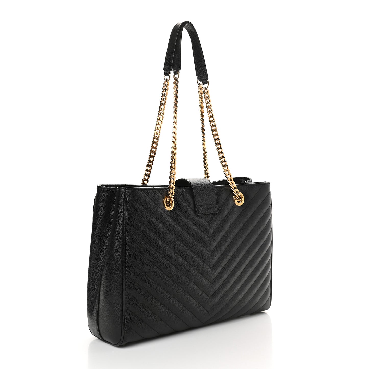Grain De Poudre Matelasse Chevron Monogram Shopping Bag Black