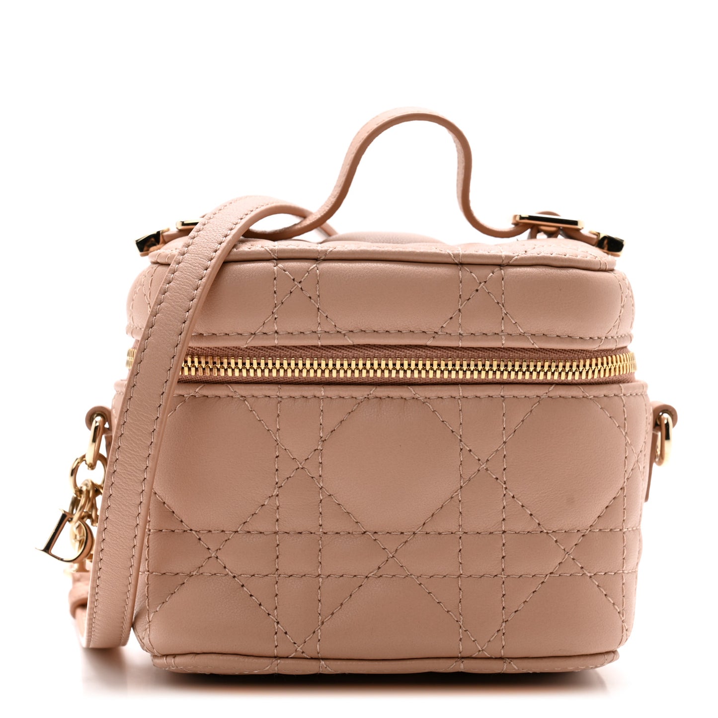 Lambskin Cannage Micro Lady Dior Vanity Case Rose Des Vents