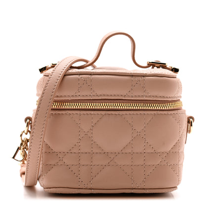 Christian Dior Lambskin Cannage Micro Lady Dior Vanity Case Rose Des Vents 1 of 12