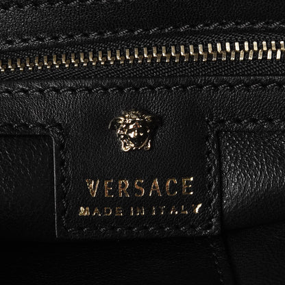 Versace Calfskin Sequin Embellished Printed Palazzo Bow Bag Black 6 of 7