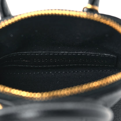 Balenciaga Grained Calfskin Logo Mini Ville Top Handle Bag Black White 7 of 10