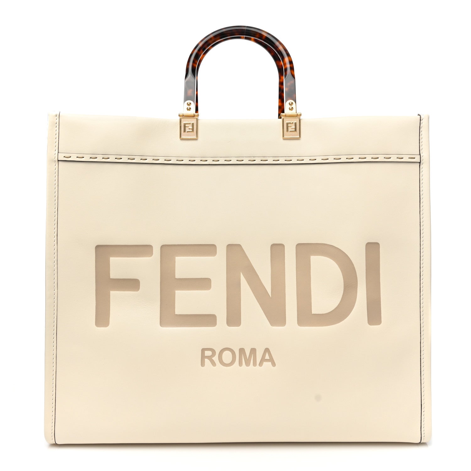 Fendi Vitello King Plexiglass Medium Fendi Sunshine Shopper Tote White Ice 1 of 6