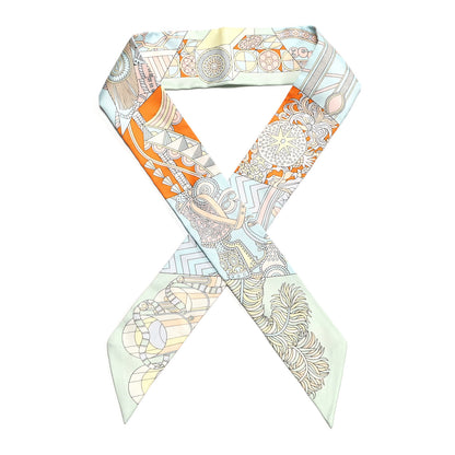 Hermes Silk De l'Ombrelle Aux Duels Twilly Ciel Rose Pale Orange 1 of 4