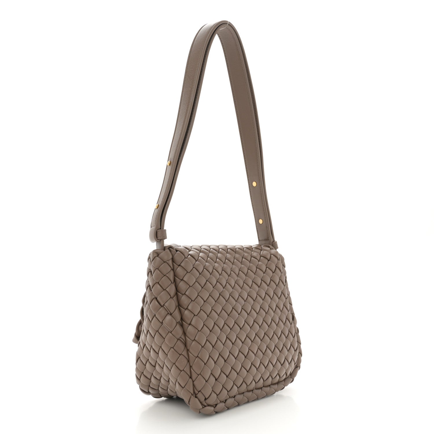 Bottega Veneta Nappa Intreccio Mini Cobble Shoulder Bag Taupe Grey 3 of 9