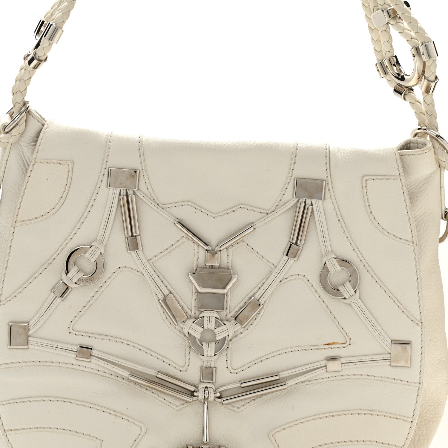 Gucci Calfskin Techno Horsebit Large Flap White 8 of 15